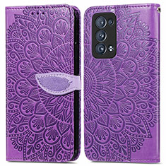 Coque Portefeuille Motif Fantaisie Livre Cuir Etui Clapet S04D pour Oppo Reno6 Pro 5G Violet