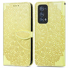 Coque Portefeuille Motif Fantaisie Livre Cuir Etui Clapet S04D pour Oppo Reno6 Pro+ Plus 5G Jaune