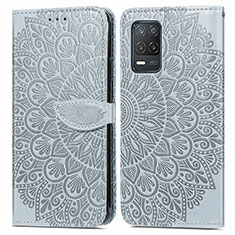 Coque Portefeuille Motif Fantaisie Livre Cuir Etui Clapet S04D pour Realme 8 5G Gris