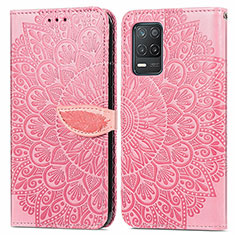 Coque Portefeuille Motif Fantaisie Livre Cuir Etui Clapet S04D pour Realme 8 5G Or Rose