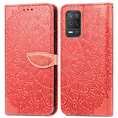 Coque Portefeuille Motif Fantaisie Livre Cuir Etui Clapet S04D pour Realme 8 5G Rouge