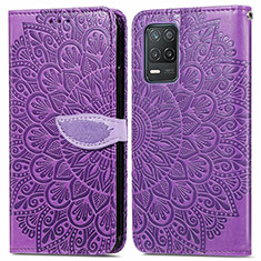 Coque Portefeuille Motif Fantaisie Livre Cuir Etui Clapet S04D pour Realme 8s 5G Violet