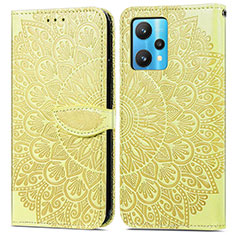 Coque Portefeuille Motif Fantaisie Livre Cuir Etui Clapet S04D pour Realme 9 4G Jaune