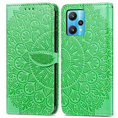 Coque Portefeuille Motif Fantaisie Livre Cuir Etui Clapet S04D pour Realme 9 4G Vert