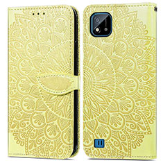 Coque Portefeuille Motif Fantaisie Livre Cuir Etui Clapet S04D pour Realme C11 (2021) Jaune