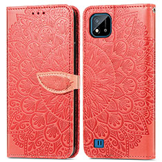 Coque Portefeuille Motif Fantaisie Livre Cuir Etui Clapet S04D pour Realme C11 (2021) Rouge