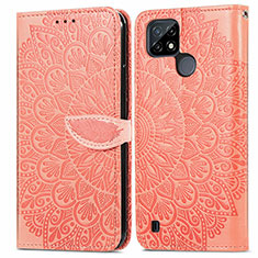 Coque Portefeuille Motif Fantaisie Livre Cuir Etui Clapet S04D pour Realme C21 Orange