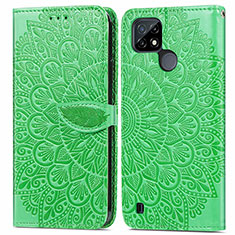 Coque Portefeuille Motif Fantaisie Livre Cuir Etui Clapet S04D pour Realme C21 Vert