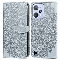 Coque Portefeuille Motif Fantaisie Livre Cuir Etui Clapet S04D pour Realme C31 Gris