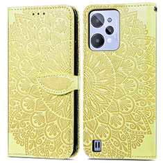 Coque Portefeuille Motif Fantaisie Livre Cuir Etui Clapet S04D pour Realme C31 Jaune