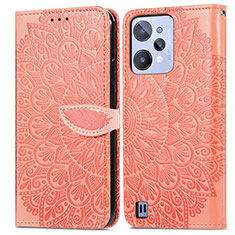 Coque Portefeuille Motif Fantaisie Livre Cuir Etui Clapet S04D pour Realme C31 Orange