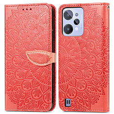 Coque Portefeuille Motif Fantaisie Livre Cuir Etui Clapet S04D pour Realme C31 Rouge