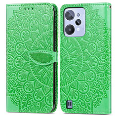 Coque Portefeuille Motif Fantaisie Livre Cuir Etui Clapet S04D pour Realme C31 Vert