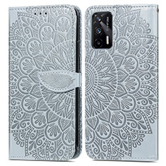 Coque Portefeuille Motif Fantaisie Livre Cuir Etui Clapet S04D pour Realme GT 5G Gris