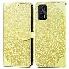 Coque Portefeuille Motif Fantaisie Livre Cuir Etui Clapet S04D pour Realme GT 5G Jaune