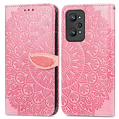 Coque Portefeuille Motif Fantaisie Livre Cuir Etui Clapet S04D pour Realme GT Neo2 5G Or Rose