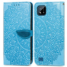 Coque Portefeuille Motif Fantaisie Livre Cuir Etui Clapet S04D pour Realme Narzo 50i Bleu