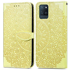 Coque Portefeuille Motif Fantaisie Livre Cuir Etui Clapet S04D pour Realme V11 5G Jaune