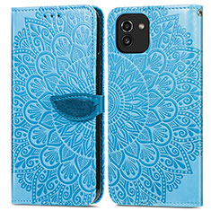 Coque Portefeuille Motif Fantaisie Livre Cuir Etui Clapet S04D pour Samsung Galaxy A03 Bleu