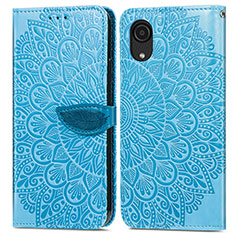 Coque Portefeuille Motif Fantaisie Livre Cuir Etui Clapet S04D pour Samsung Galaxy A03 Core Bleu