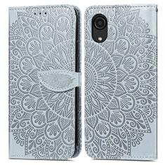 Coque Portefeuille Motif Fantaisie Livre Cuir Etui Clapet S04D pour Samsung Galaxy A03 Core Gris