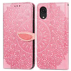 Coque Portefeuille Motif Fantaisie Livre Cuir Etui Clapet S04D pour Samsung Galaxy A03 Core Or Rose