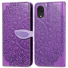 Coque Portefeuille Motif Fantaisie Livre Cuir Etui Clapet S04D pour Samsung Galaxy A03 Core Violet