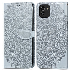 Coque Portefeuille Motif Fantaisie Livre Cuir Etui Clapet S04D pour Samsung Galaxy A03 Gris