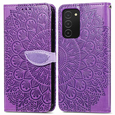 Coque Portefeuille Motif Fantaisie Livre Cuir Etui Clapet S04D pour Samsung Galaxy A03s Violet