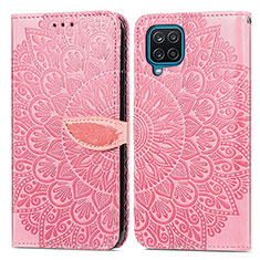 Coque Portefeuille Motif Fantaisie Livre Cuir Etui Clapet S04D pour Samsung Galaxy A12 5G Or Rose