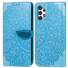 Coque Portefeuille Motif Fantaisie Livre Cuir Etui Clapet S04D pour Samsung Galaxy A13 4G Bleu