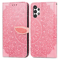 Coque Portefeuille Motif Fantaisie Livre Cuir Etui Clapet S04D pour Samsung Galaxy A13 4G Or Rose