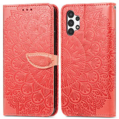 Coque Portefeuille Motif Fantaisie Livre Cuir Etui Clapet S04D pour Samsung Galaxy A13 4G Rouge