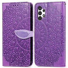 Coque Portefeuille Motif Fantaisie Livre Cuir Etui Clapet S04D pour Samsung Galaxy A13 4G Violet