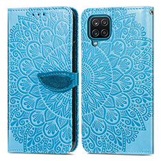 Coque Portefeuille Motif Fantaisie Livre Cuir Etui Clapet S04D pour Samsung Galaxy A22 4G Bleu