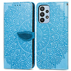 Coque Portefeuille Motif Fantaisie Livre Cuir Etui Clapet S04D pour Samsung Galaxy A23 4G Bleu