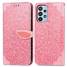 Coque Portefeuille Motif Fantaisie Livre Cuir Etui Clapet S04D pour Samsung Galaxy A23 4G Or Rose