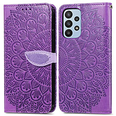 Coque Portefeuille Motif Fantaisie Livre Cuir Etui Clapet S04D pour Samsung Galaxy A23 5G Violet