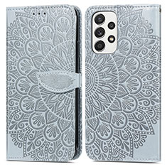 Coque Portefeuille Motif Fantaisie Livre Cuir Etui Clapet S04D pour Samsung Galaxy A33 5G Gris