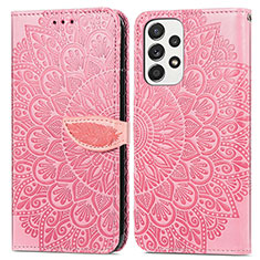 Coque Portefeuille Motif Fantaisie Livre Cuir Etui Clapet S04D pour Samsung Galaxy A33 5G Or Rose