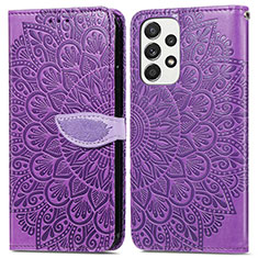 Coque Portefeuille Motif Fantaisie Livre Cuir Etui Clapet S04D pour Samsung Galaxy A33 5G Violet