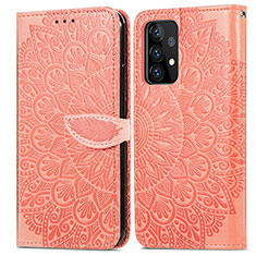 Coque Portefeuille Motif Fantaisie Livre Cuir Etui Clapet S04D pour Samsung Galaxy A52 4G Orange