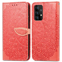 Coque Portefeuille Motif Fantaisie Livre Cuir Etui Clapet S04D pour Samsung Galaxy A52 4G Rouge