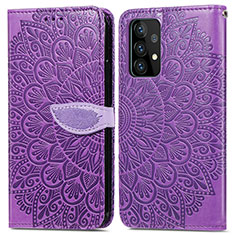 Coque Portefeuille Motif Fantaisie Livre Cuir Etui Clapet S04D pour Samsung Galaxy A52 4G Violet