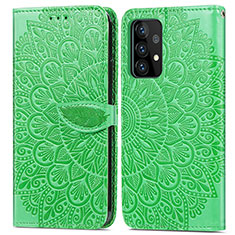 Coque Portefeuille Motif Fantaisie Livre Cuir Etui Clapet S04D pour Samsung Galaxy A52 5G Vert