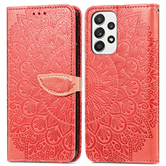 Coque Portefeuille Motif Fantaisie Livre Cuir Etui Clapet S04D pour Samsung Galaxy A53 5G Rouge