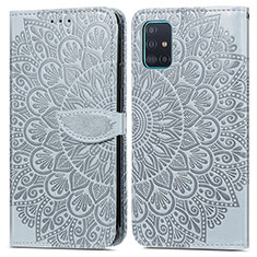 Coque Portefeuille Motif Fantaisie Livre Cuir Etui Clapet S04D pour Samsung Galaxy A71 4G A715 Gris