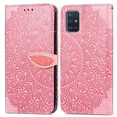 Coque Portefeuille Motif Fantaisie Livre Cuir Etui Clapet S04D pour Samsung Galaxy A71 4G A715 Or Rose