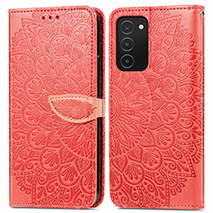 Coque Portefeuille Motif Fantaisie Livre Cuir Etui Clapet S04D pour Samsung Galaxy F02S SM-E025F Rouge