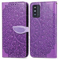 Coque Portefeuille Motif Fantaisie Livre Cuir Etui Clapet S04D pour Samsung Galaxy F52 5G Violet